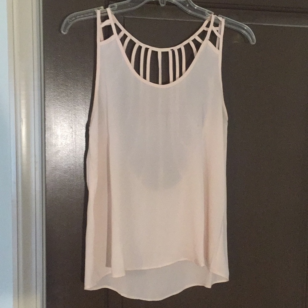 PINK BACKLESS CHIFFON TANK TOP